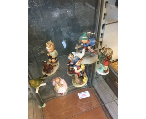 SIX HUMMEL FIGURES AND A BUNNYKINS C CONDITION: 2 SMALL FIGURES WITH CHIPS TO HAIR, ONE PIECE WITH DOG BROKEN OFF, FIGURE WIT
