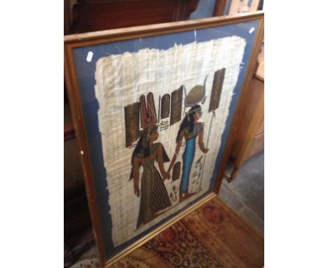 EGYPTIAN SUBJECT PRINT ON TEXTILE. H110CM WITH FRAME
