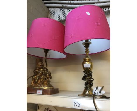 GILT' CHERUB LAMP AND ANOTHER     N5