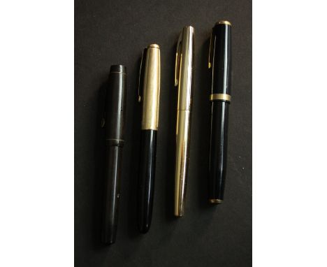 Four vintage fountain pens, makers including Parker. 