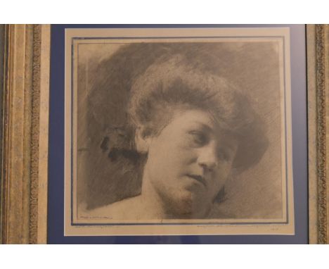 Giorgio Matteo Aicardi (1891 - 1984) Italian . A framed and glazed charcoal study, female portrait, indistinctly signed and i