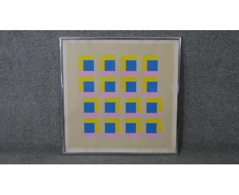Michael Stokoe (1933-) A Mid-century framed and glazed signed limited edition abstract colour screen print. Edition 46/50, in