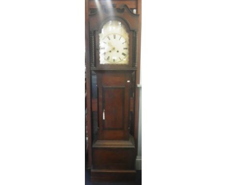 A 19TH CENTURY OAK AND MAHOGANY CROSS BANDED LONGCASE CLOCK, the painted dial inscribed "Faller &amp; Hummel, 99 Queen Street