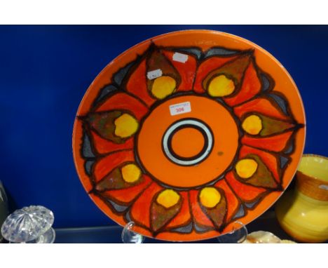 A LARGE POOLE POTTERY DELPHIS CHARGER, 41cm dia.