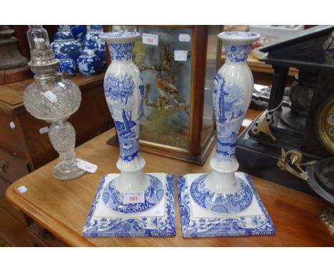 A PAIR OF SPODE ITALIAN CANDLESTICKS