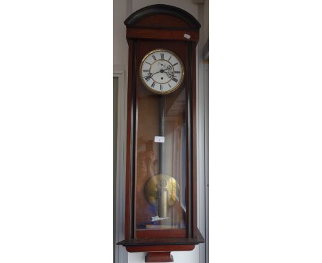 A SINGLE TRAIN VIENNA REGULATOR TYPE WALL CLOCK with enamel dial and walnut case 2A.