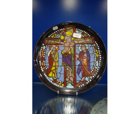 POOLE POTTERY; A 'CHARTRES CATHEDRAL PLATE' by Tony Morris 934/1000 made in 1973 with certificate