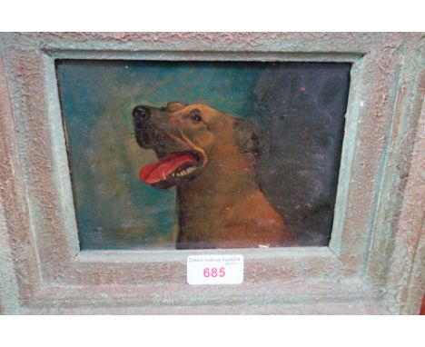 AN OIL ON BOARD PORTRAIT OF A HAPPY DOG&nbsp;