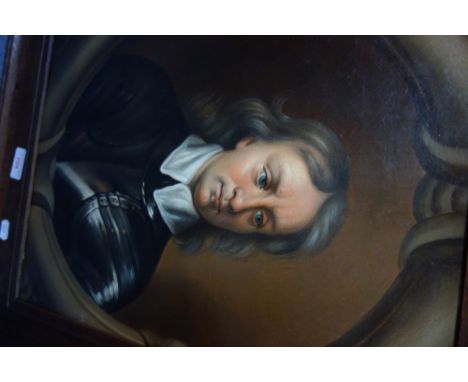AN OIL ON CANVAS PORTRAIT of Oliver Cromwell