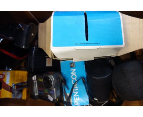 A PRAKTICA MTL3 CAMERA BODY, similar cameras and accessories with a Praktica BC1 (in case)