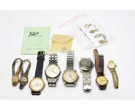 A group of wristwatches: including; a lady's Swiss-made antimagnetic Art Deco marcasite cocktail watch; and a 1940s waterproo