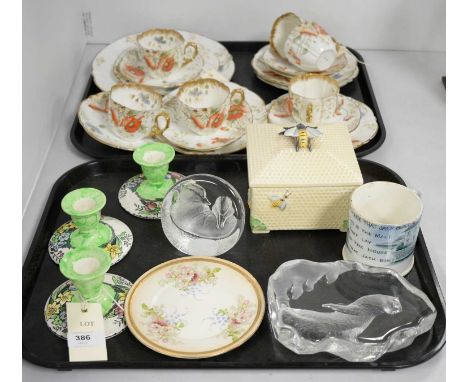 Selection of decorative ceramics and glassware, including: Aynsley part tea service, decorated with poppies; three Maling can