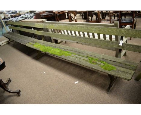 Two vintage cast iron and wooden garden benches, late 19th/early 20th Century, 244 x 50 x 82cms high.