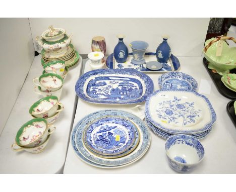 Spode 'Italian' and other blue and white ceramics; selection of Wedgewood Jasper Ware, including a pair of vases, miniature t