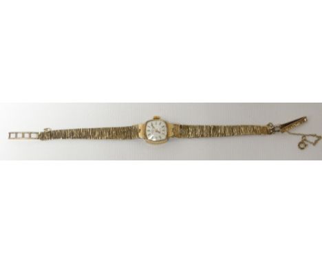 A Rotary ladies 9ct gold wristwatch with textured bracelet, 15.7gms
