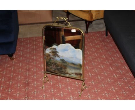 Brass mirrored fire screen