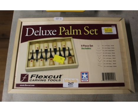 A boxed Deluxe palm set of carving tools 