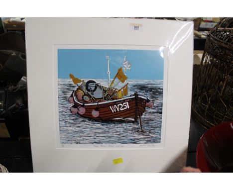 A limited edition mounted print of "Laura Jane - Flags n' Buoys" by Janice Earley