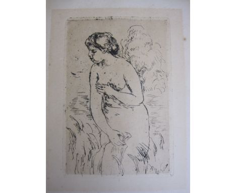PIERRE AUGUSTE RENOIR. Baigneuse Debout a mi Jambes, etching, 6 1/2 x 4 1/2 in (believed to be from the 1919 edition by Duret