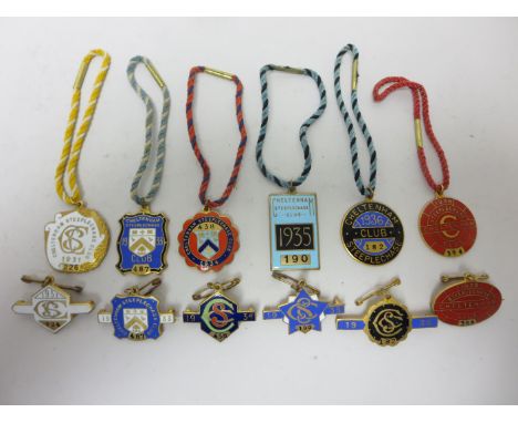 Twelve Cheltenham Steeplechase enamel Badges: 1931, 33, 34, 35, 36 and 38, all x 2