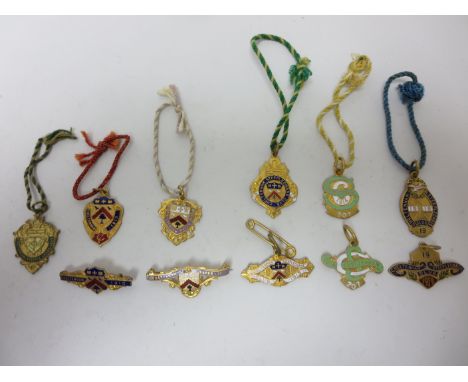 Eleven Cheltenham Steeplechase enamel Badges, 1908, 1910 x 2, 1911 x 2, 1913 x 2, 1914 x 2 and 1919 x 2