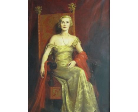 HUNGARIAN SCHOOL. Portrait of a Lady, seated, wearing a long dress, indistinctly signed 'Hosszul (?)', oil on canvas, 64 x 46