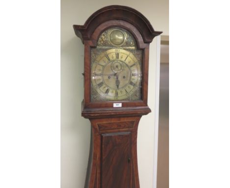 A Continental painted and grained Longcase Clock, bombe shaped case with an early 18th Century Movement having brass dial, se