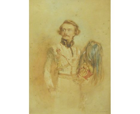 ALFRED E. CHALON. Portrait of Ernest Perceval, wearing uniform, watercolour, 14 x 10 1/2 in; and selection of other pencil an