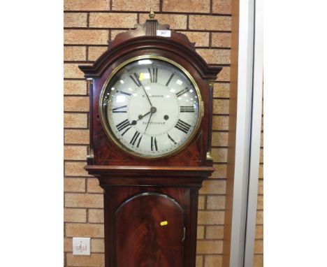 A 19th Century mahogany Longcase Clock by Henry Yeomans of Nottingham, enamelled circular dial with roman numerals, the arche