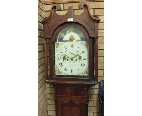 A 19th Century Longcase Clock with square painted dial inscribed I C Skarrott, Kington, 8 day movement in oak case cross-band