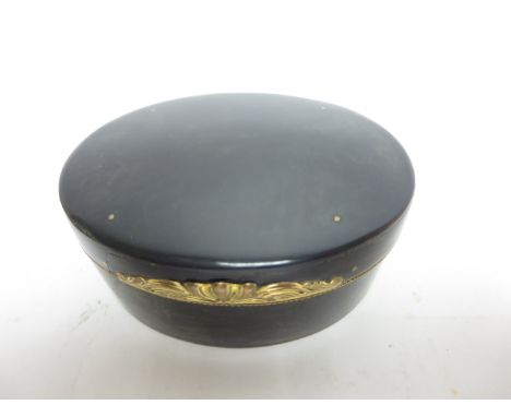 A gilt metal mounted tortoiseshell oval Snuff Box, 3 1/2in