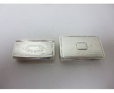 A George III silver Snuff Box with engine turning and vacant rectangular cartouche, London 1818, maker: J.L, amd a French sil