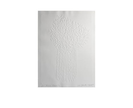 Günther Uecker (1930 Wendorf) (F)Baum, Prägedruck auf Bütten, 76 cm x 57 cm Blattmaß, signiert, 1965 datiert, gewidmet, druck