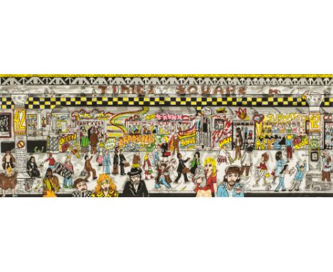 Charles Fazzino (1955 New York City)'Only in the Subway', Farbserigrafie (3D) auf Papier, 40 cm x 93,5 cm Passepartoutinnenma