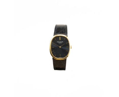 Patek Philippe 'Ellipse', Ref. 3548, Handaufzug, Gehäuse 750 Gelbgold, punziert, Maße 32 mm x 22 mm, Armband Leder, Original-