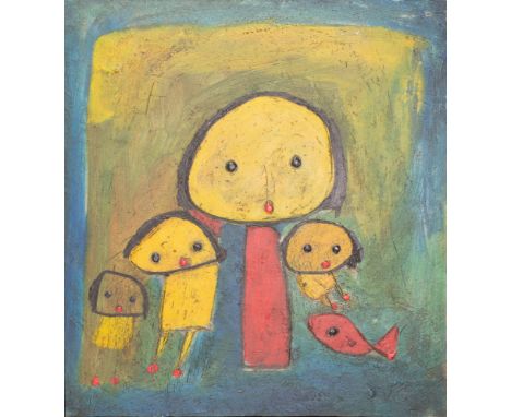 Giovanni Vetere (1940 Strongoli)Mutter mit Kindern, Öl auf Kupferplatte, 60 cm x 54,5 cm, signiertGiovanni Vetere (1940 Stron