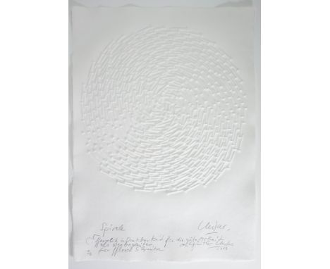 Günther Uecker (1930 Wendorf) (F)Spirale, Prägedruck auf Bütten, 70 cm x 50 cm Blattmaß, signiert, 2013 datiert, e/a bezeichn
