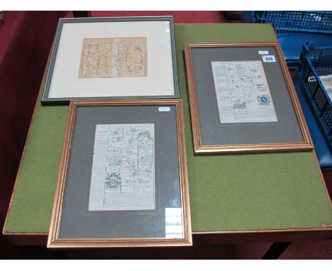 Two Early Double Framed Road Maps, London to Horsham, Arundel to Chichester, London to Rye, a later map London to Weymouth. (