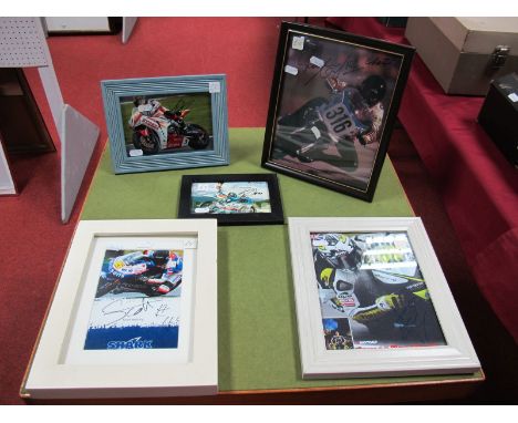 Five Signed Motorbike Racing Framed Pictures- Scott Redding, Danny Webb, James Toseland, Graham Crosby, Guy Martin. 