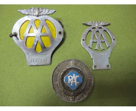 A Circa 1920's Automobile Association (AA) Car bumper Badge, issue number 33266K, a pre-war RAC Royal automobile club associa