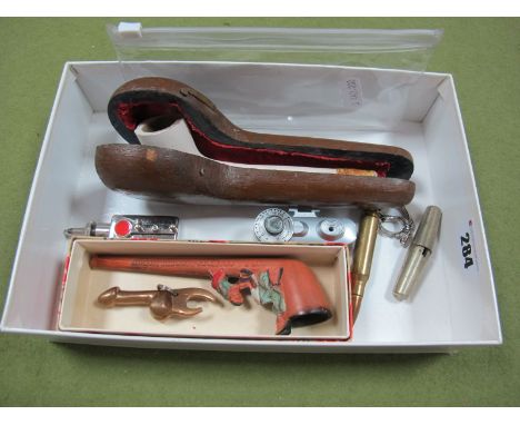 'It's a Shame To Take The Money' Novelty Pipe, another in case, corkscrew, bottle opener, rangefinfer, timer, etc. 