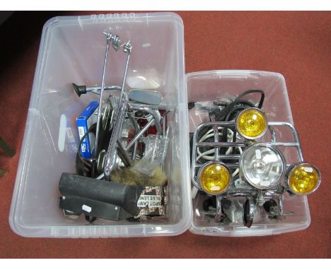 A Quantity of Vespa Parts, including chrome frame four light cluster and tax disc holder, chrome luggage holder, two chrome m