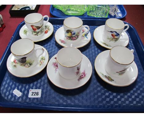 A Royal Worcester ' Best Loved Birds' Coffee Service, comprising six coffee cans and six saucers for Compton Woodhouse 1996