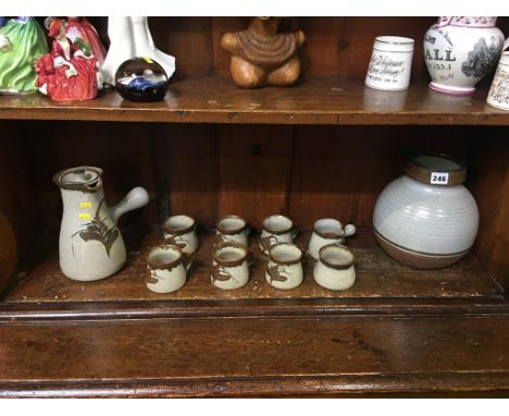 Studio pottery; David Leach coffee service and a David Lloyd Jones vase