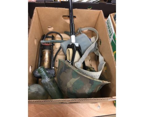 One box assorted including army helmet etc.