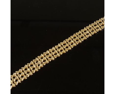 A 9ct gold X gate link bracelet, length 19cm, 17.1g 