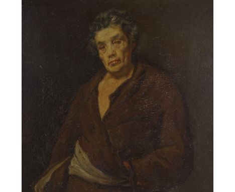 After Velasquez, oil on canvas, portrait of Aesop, circa 1890, 20" x 12", framed 