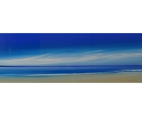 Jonathan Shaw (born 1959), acrylic painting, seascape, 9" x 22", framed 