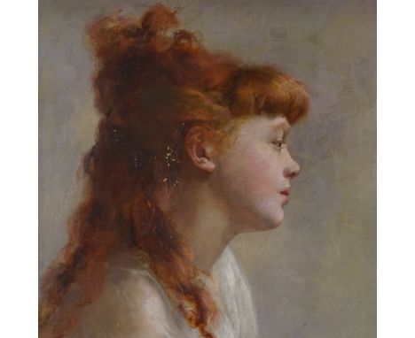 Late 19th/early 20th century oil on canvas, head and shoulders portrait of a young woman, unsigned, 20" x 17", framed 