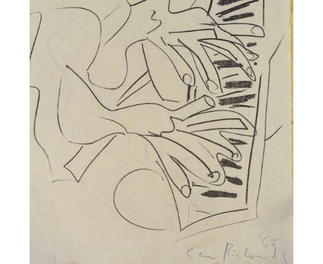 Ceri Richards, lithograph, piano player, 1963, signed in the plate, 19" x 12.5", mounted 